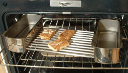 Pour water into the pans to start the process